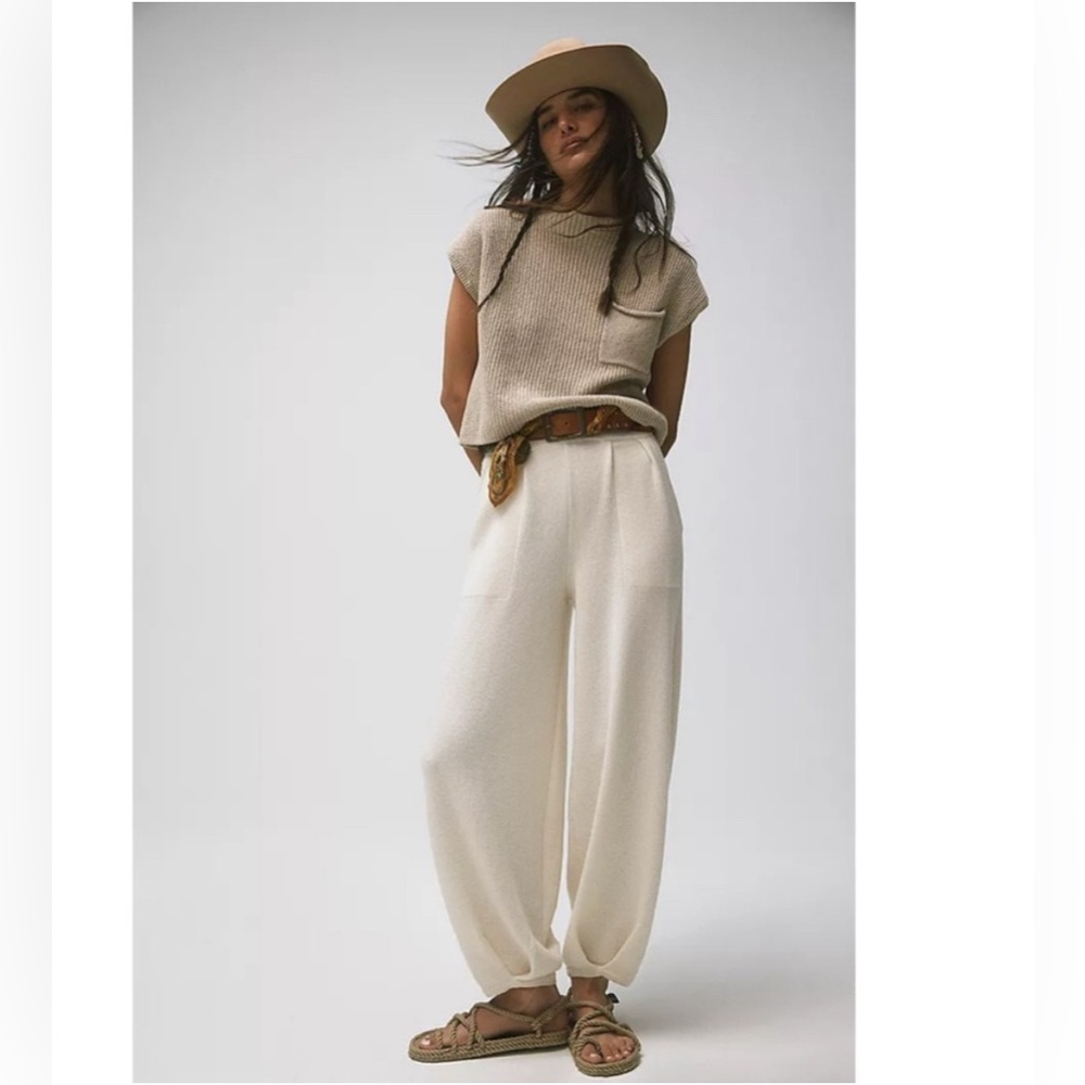 FREE PEOPLE BEACH Freya Knit Pants – Balloon Tapered Wide Leg | XS